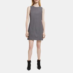 Theory Greystone Sleeveless Shift Dress in Stretch Viscose-Blend Size 12 New